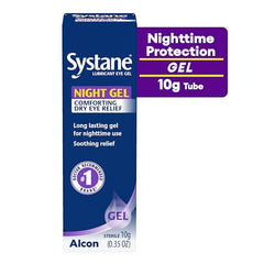 Systane Lubricant Eye Gel nighttime drop dispensing demonstrates soothing overnight relief