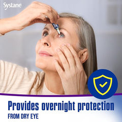 Systane Lubricant Eye Gel nighttime on-eye application coats the eye with a soft protective layer