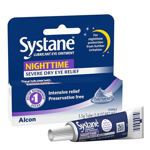 Systane Nighttime Ointment 3.5g tube top view showing easy application at night