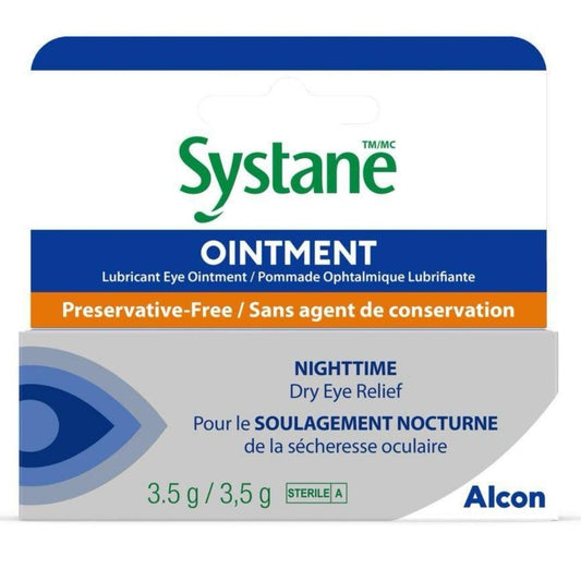 Systane Nighttime Ointment texture close-up highlights creamy soothing consistency.