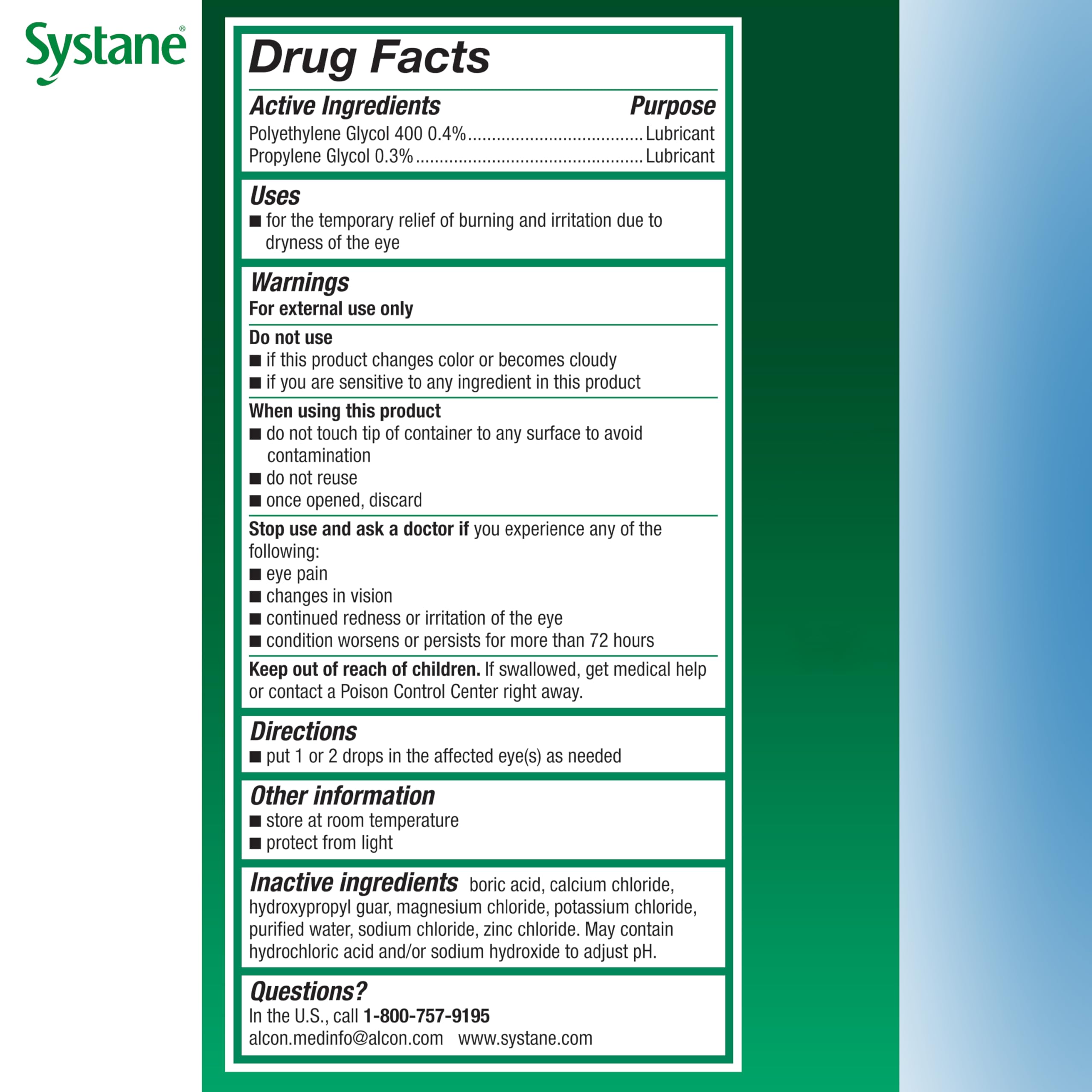 Travel-size bottle by Systane enables moisture on the go.