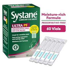 Systane Ultra eye drops dispensing nozzle enables quick, comfortable application.