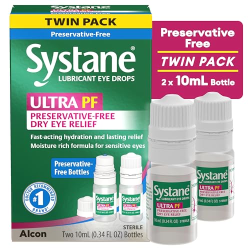 Systane Ultra bottle pour demonstrates fast-acting hydration for dry eye relief.