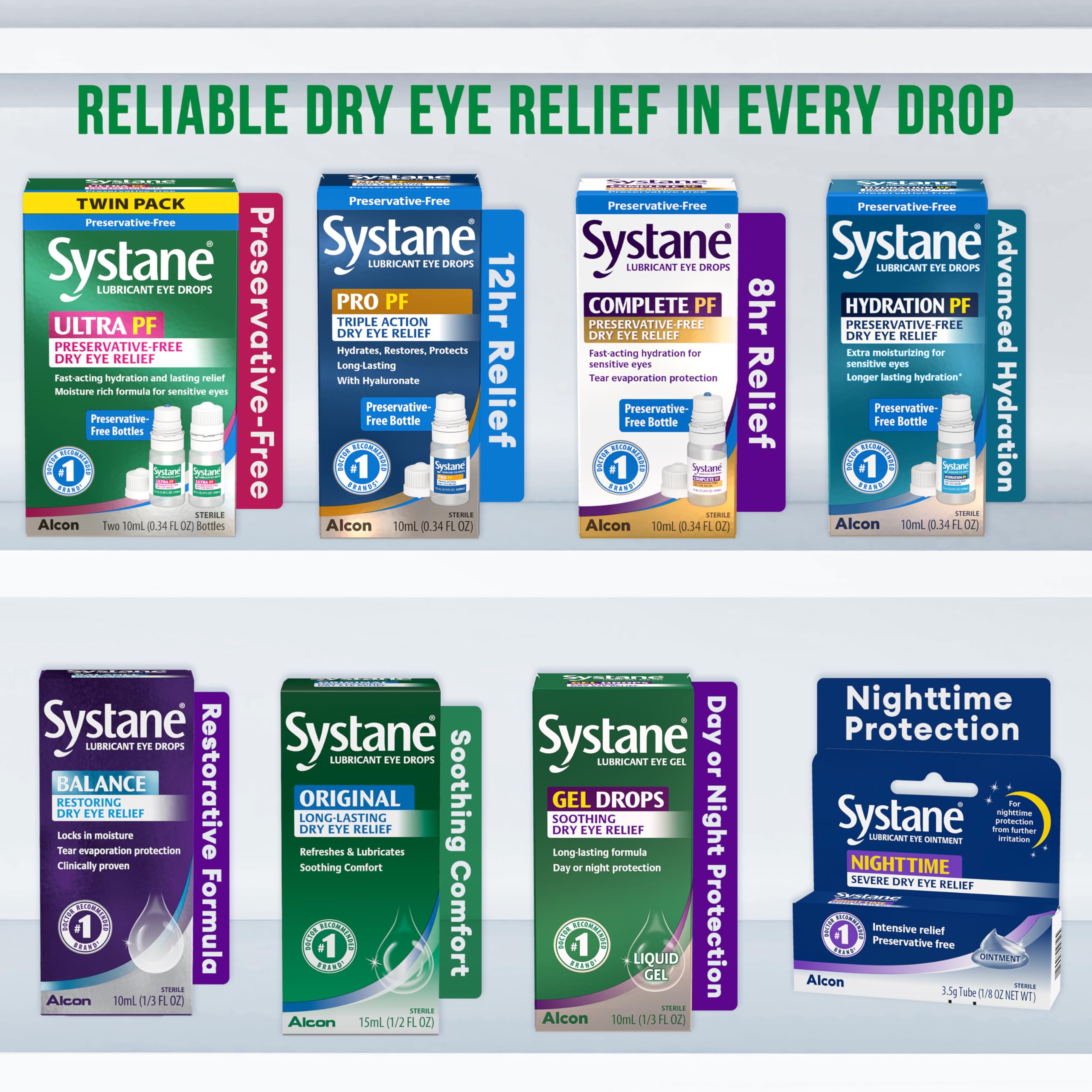 Systane Ultra bottle used by contact lens wearers for gentle lubrication.