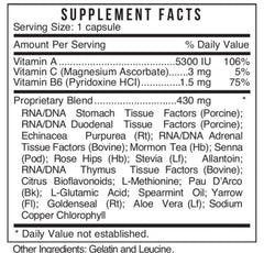 Diagram illustrating tissue healing and digestive health associated with Systemic Formulas 6 Restore
