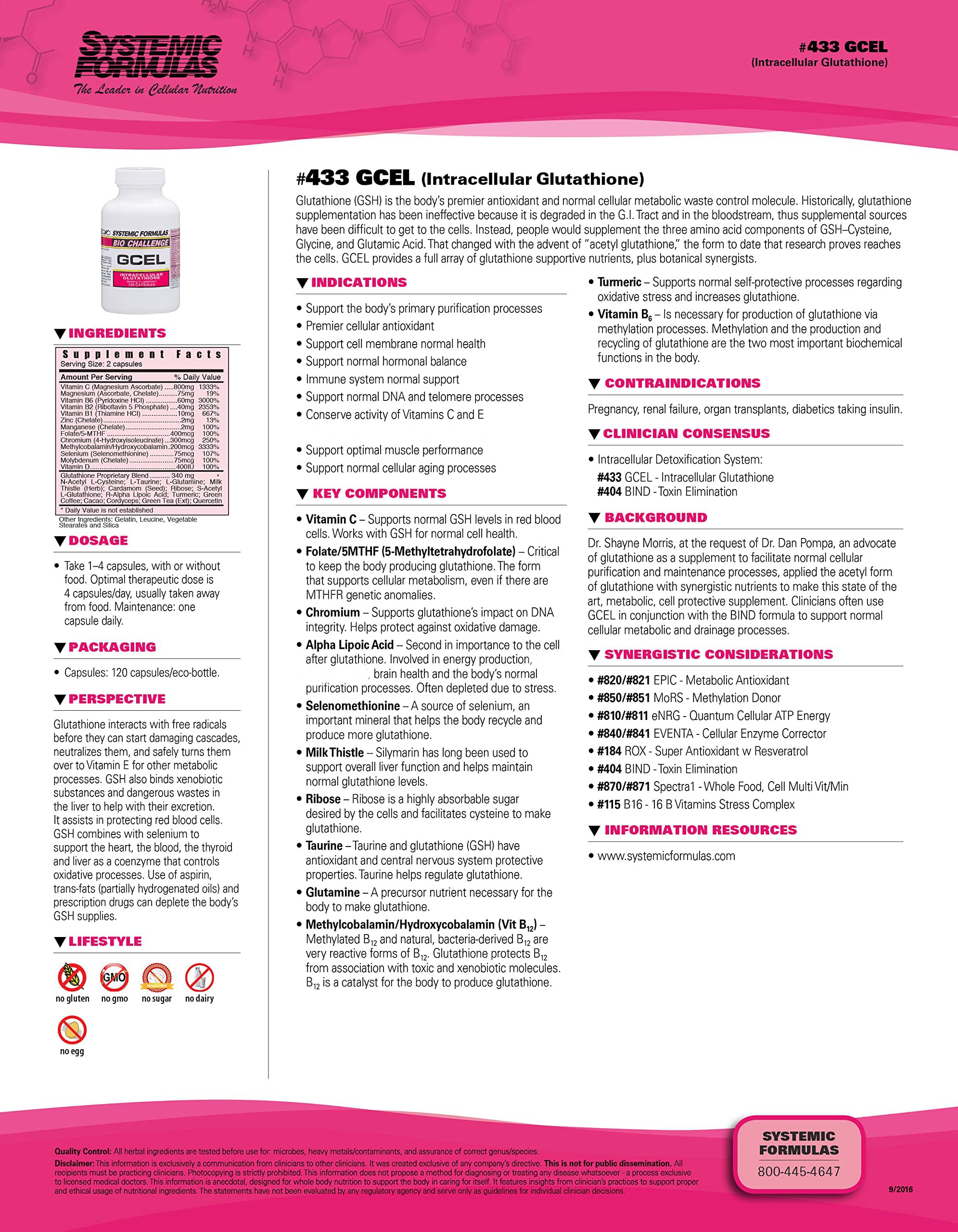 Systemic Formulas GCEL #433 antioxidant supplement bottle