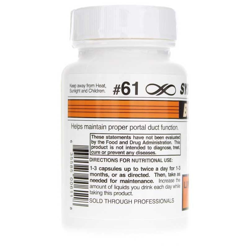 Supplement facts panel for Systemic Formulas Lb Liver/Gall Bladder