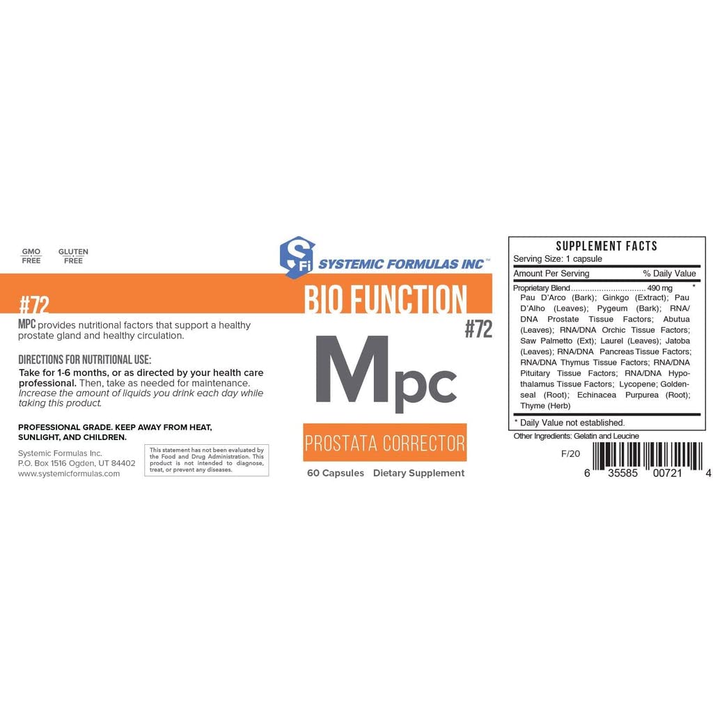 Prostate health supplement capsules by Systemic Formulas MPC