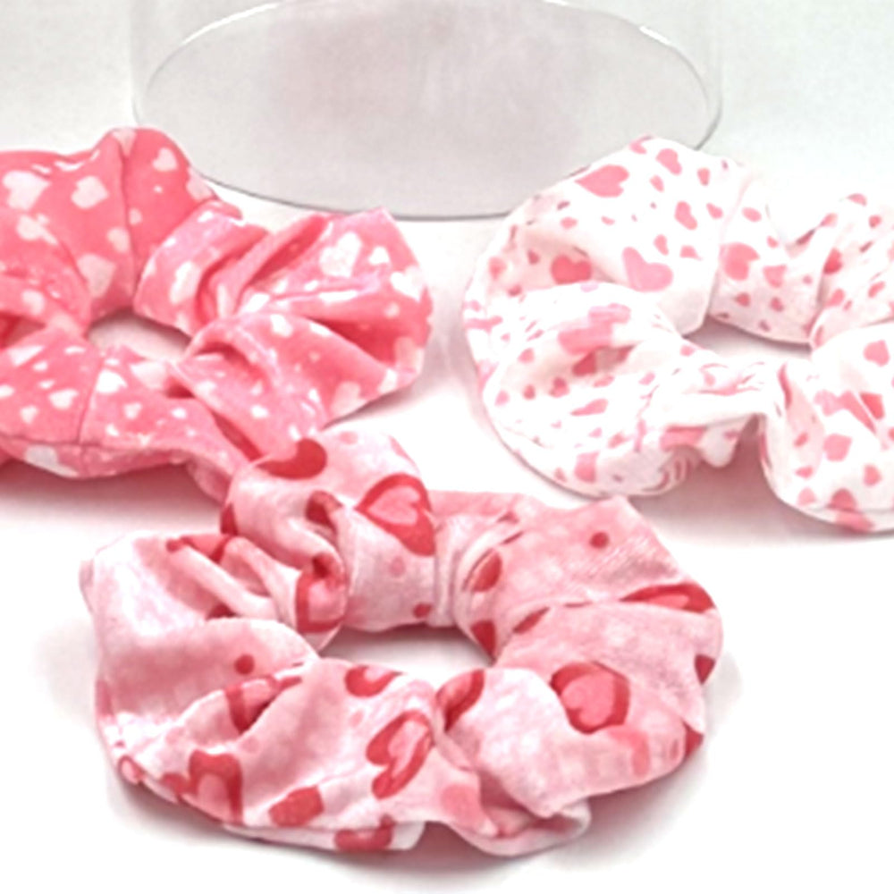 syyoo pink soft elastic heart scrunchie for daily wear