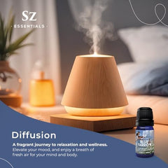 Blue Yarrow essential oil diffuser setup for a calming ambiance