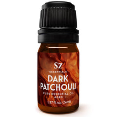 Sz Essentials Dark Patchouli Essential Oil aged 5 years in amber bottle Pogostemon cablin