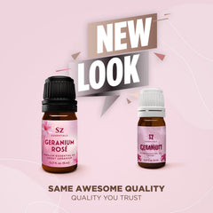 Dropper releasing a drop of Geranium Rosé Essential Oil