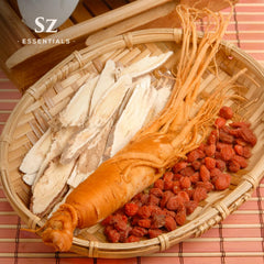 Roots of Korean Red Panax Ginseng used for 6-year-old oil