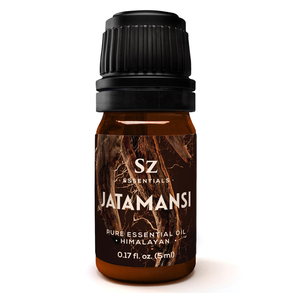 Sz Essentials Jatamansi essential oil bottle on white background