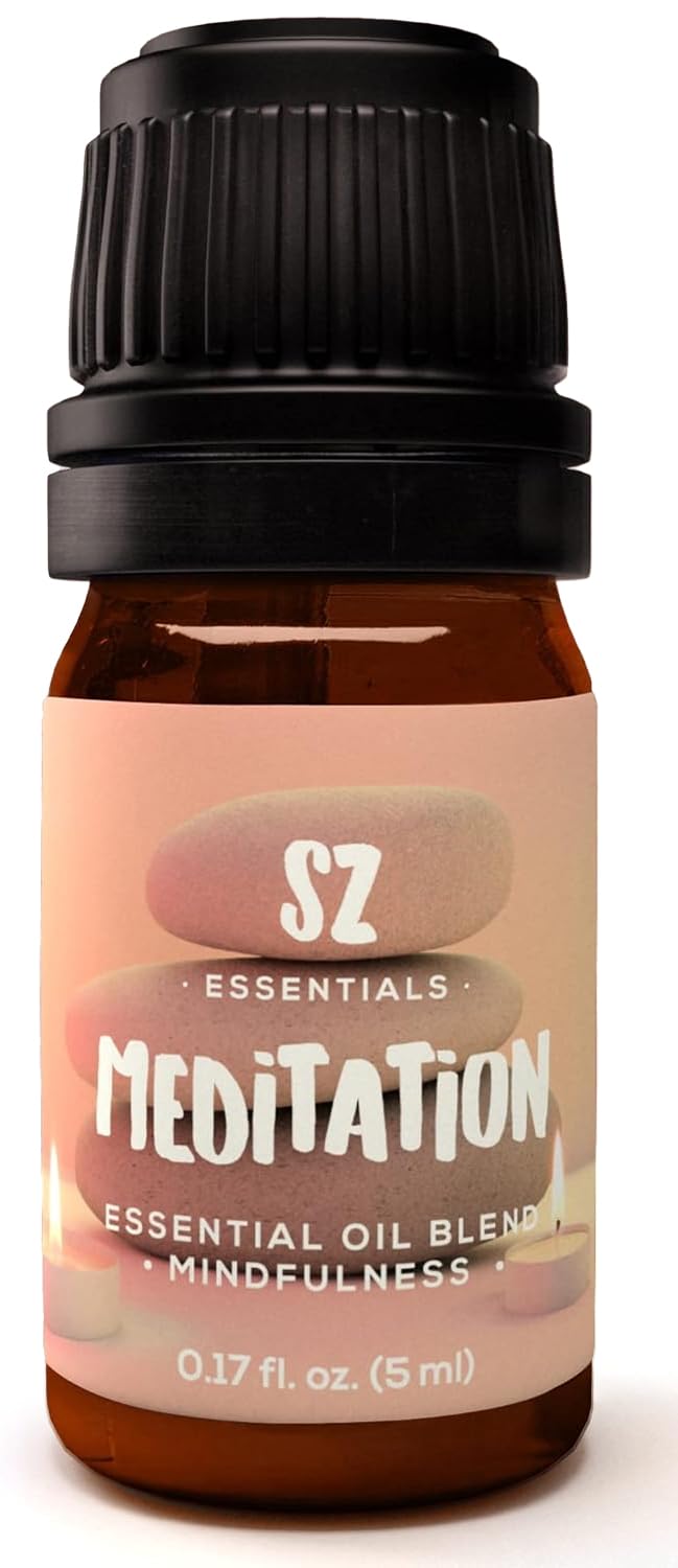 SZ Essentials Meditation essential oil blend bottle with dropper