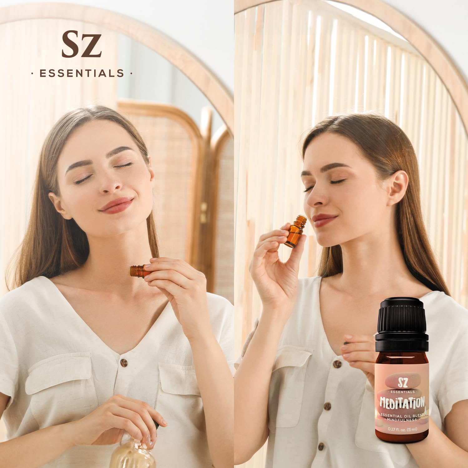 Calm meditation setup with SZ Essentials Meditation in diffuser