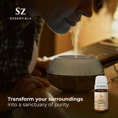 Palo Santo oil aroma with crystals for energy cleansing