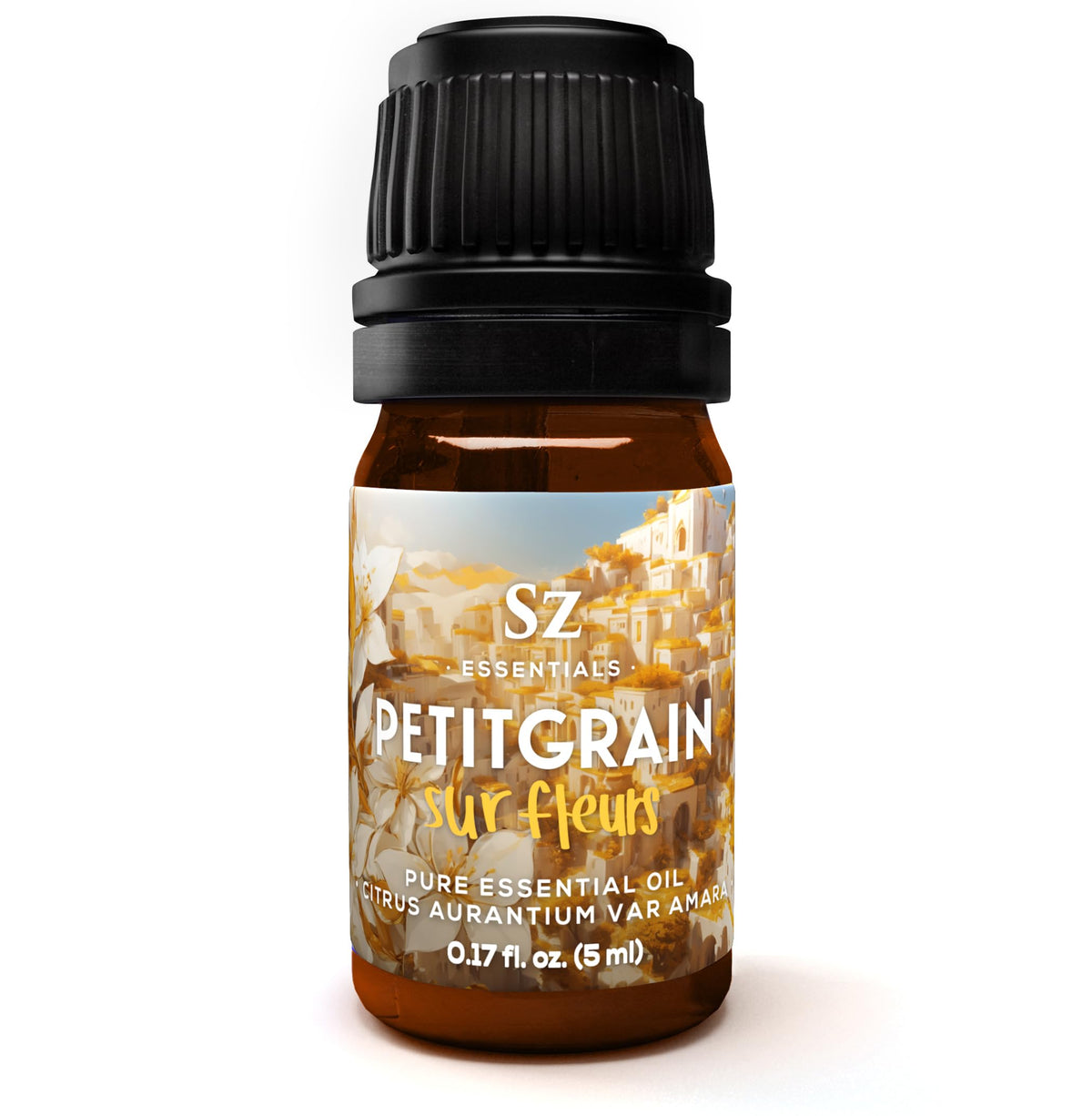 Sz Essentials Petitgrain Sur Fleurs essential oil bottle with label