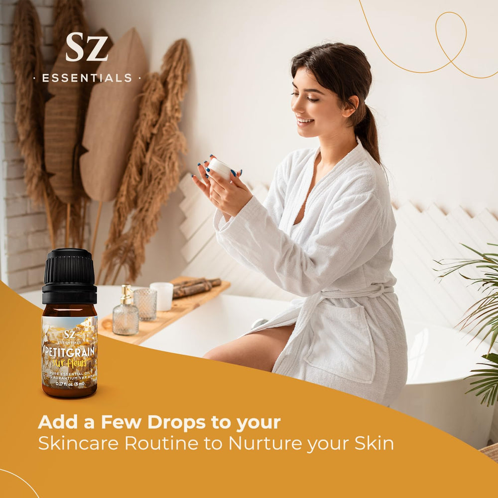 Therapeutic grade Petitgrain Sur Fleurs essential oil in bottle
