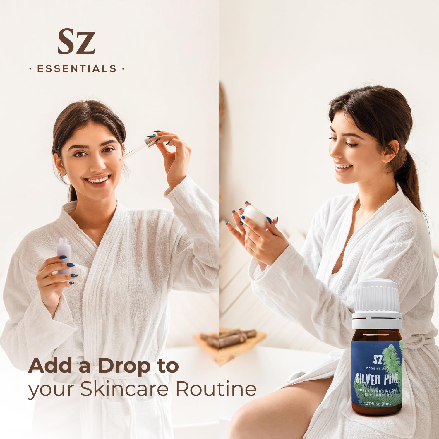 Therapeutic-grade and vegan seal on Sz Essentials Silver Pine Oil