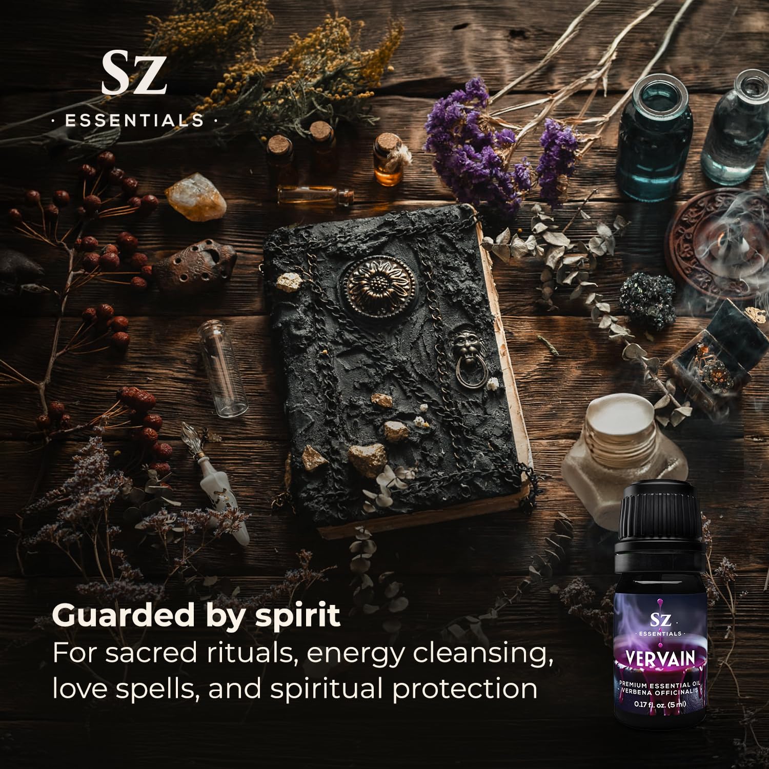 Candle ritual setup featuring vervain oil