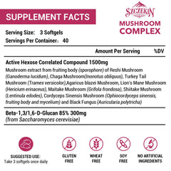 Close-up of 1500 mg per serving label on SZCZEKIN AHCC