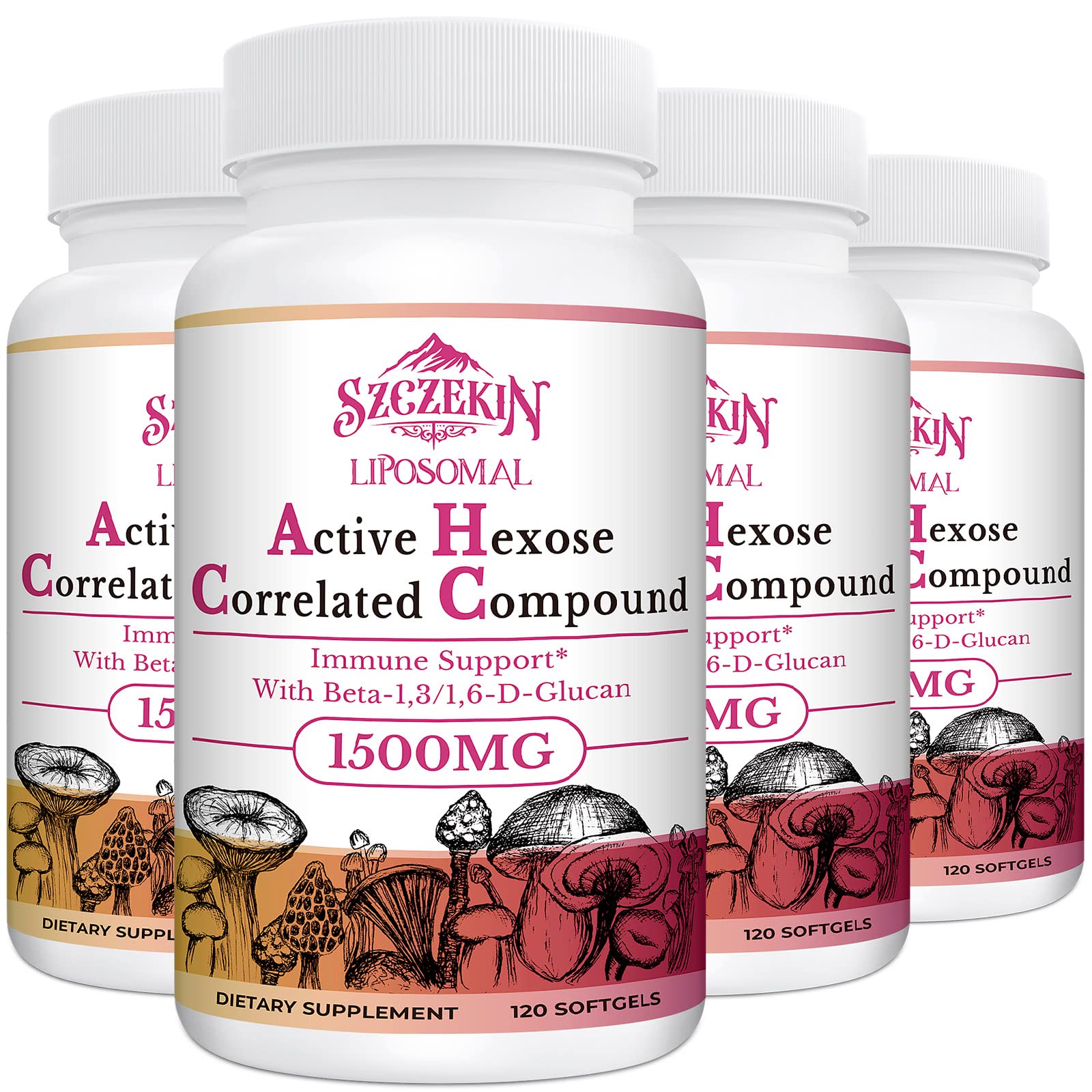 Szczekin 1500mg liposomal AHCC immune-support softgels bottle - view 1