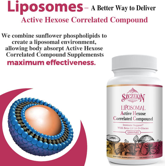 Szczekin 1500mg liposomal AHCC immune-support softgels bottle - view 2
