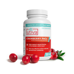 Szio+ Utiva Cranberry PACs bottle for daily urinary health support.