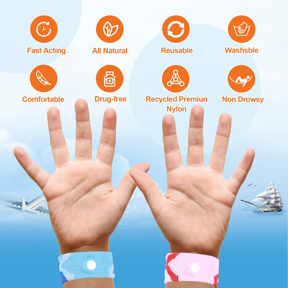 SZSTYYP bands shown in travel setting for car, boat and plane use.