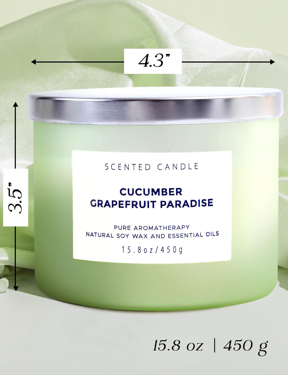 T&H Cucumber Grapefruit Paradise green glass jar complements decor