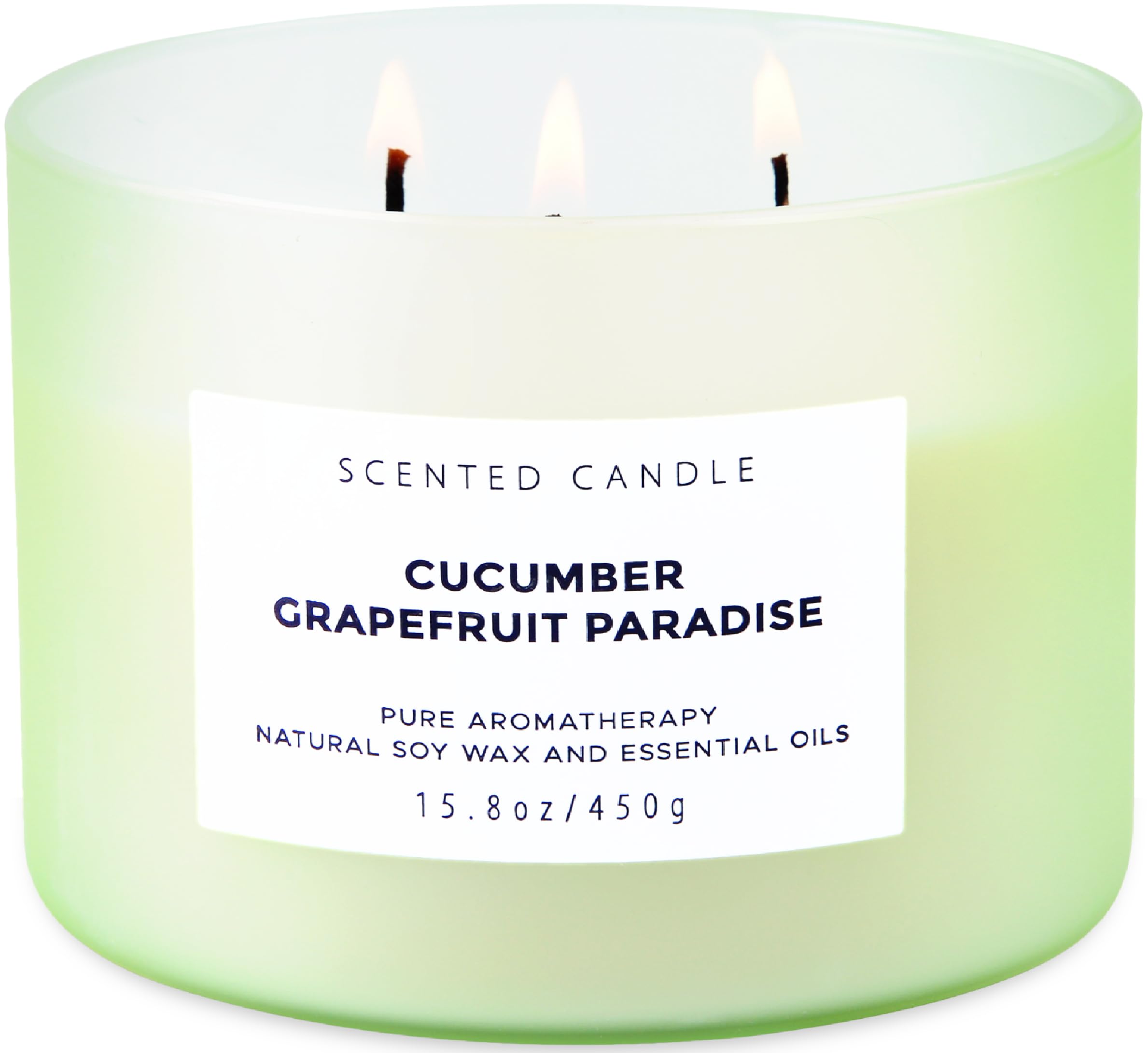 T&H Cucumber Grapefruit Paradise candle jar closeup for fresh ambience
