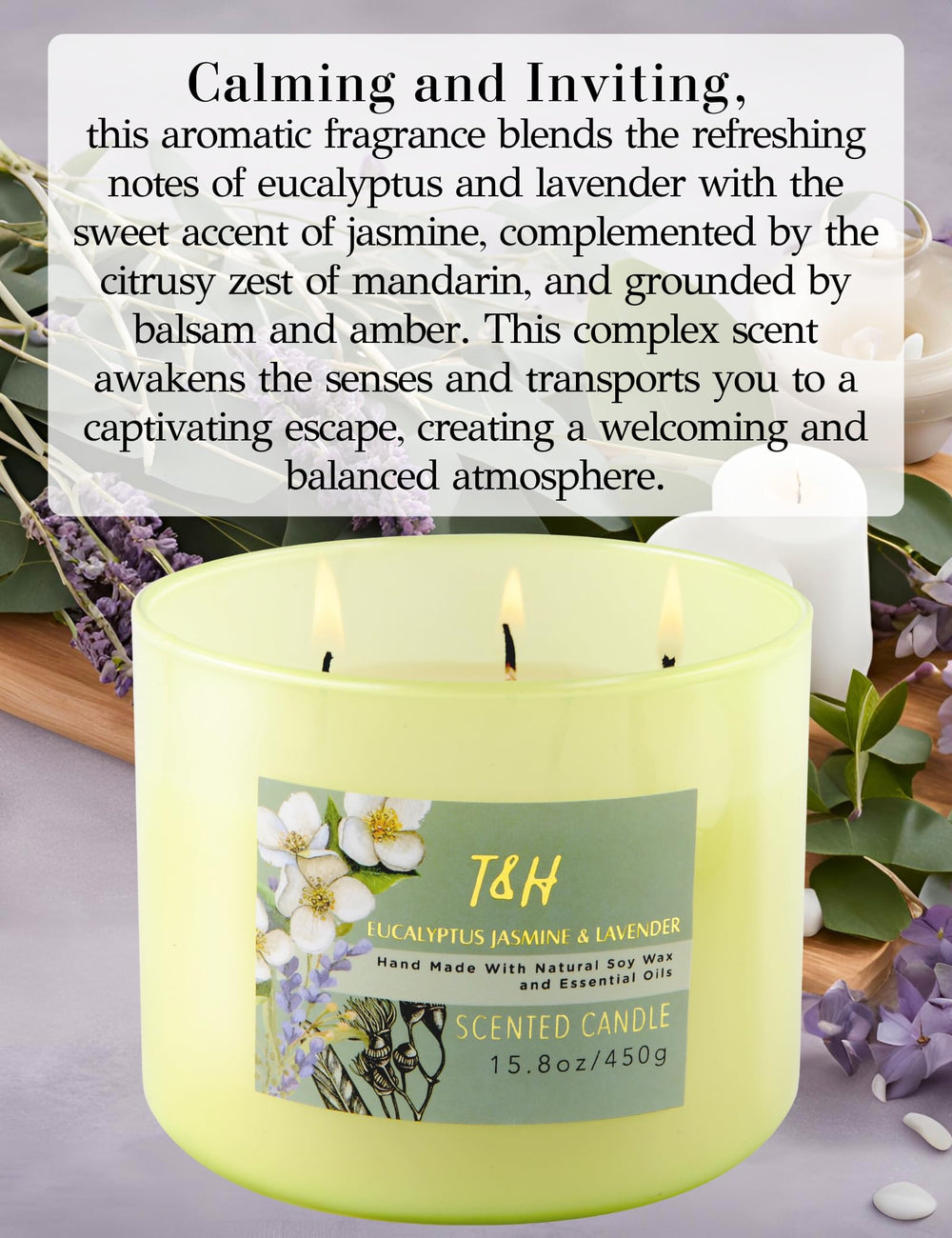 Side view showing three cotton wicks in green glass jar