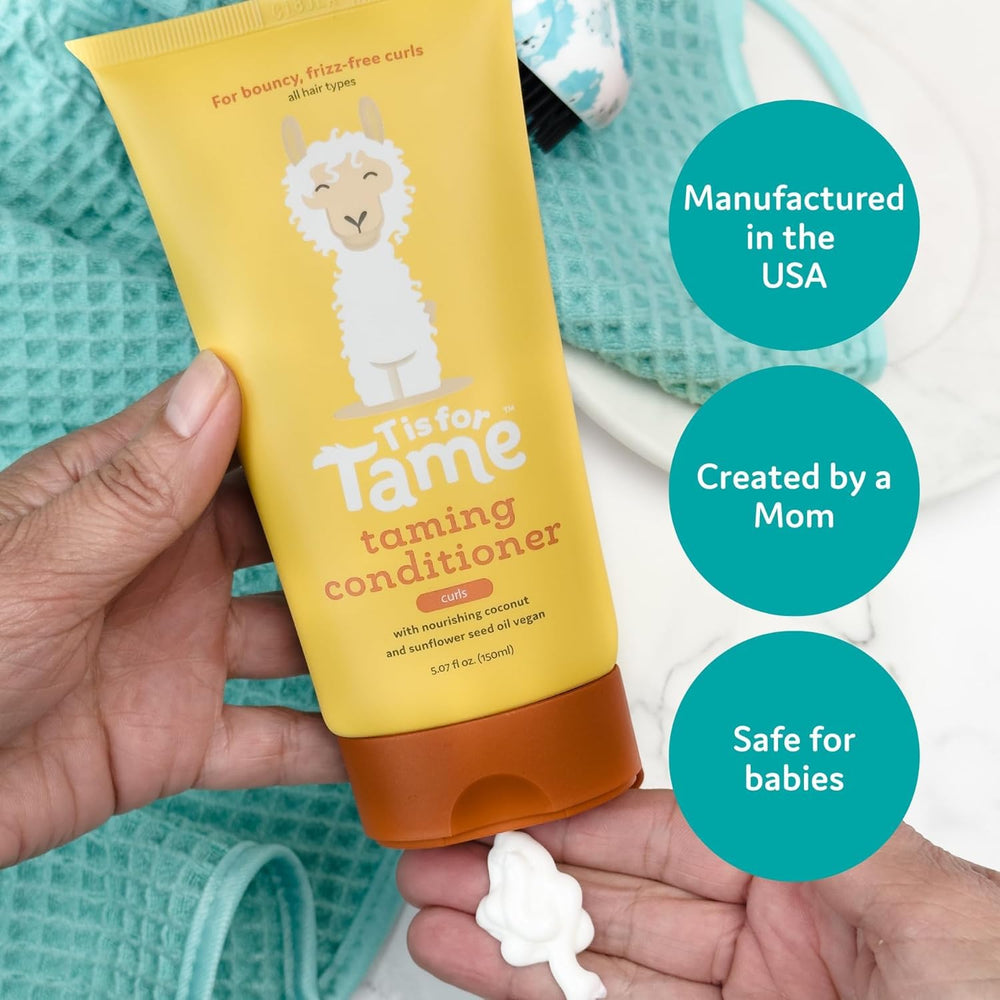 Frizz control visible on kids' curls with T is for Tame.