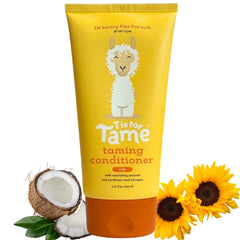 T is for Tame conditioner bottle demonstrating detangling for kids.