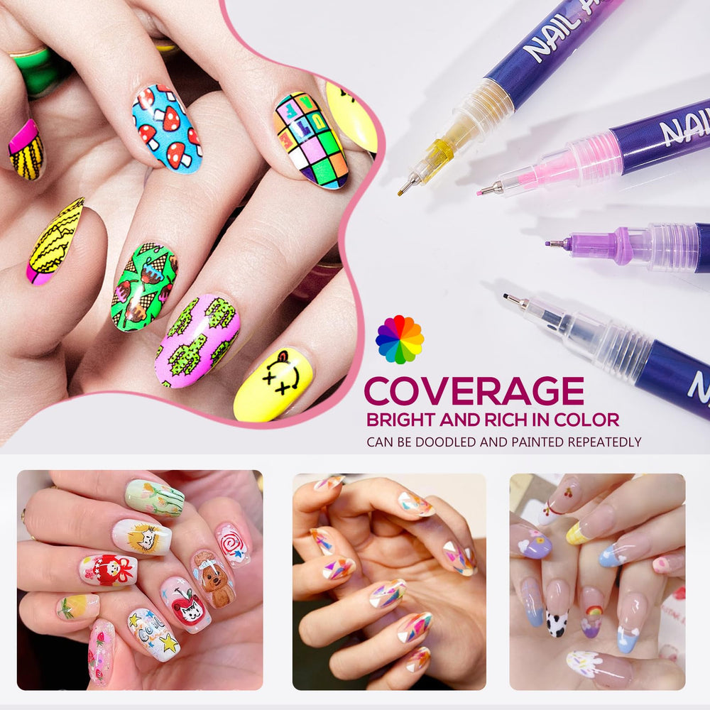 TAEERY fine-tip markers creating precise lines on a manicure sample