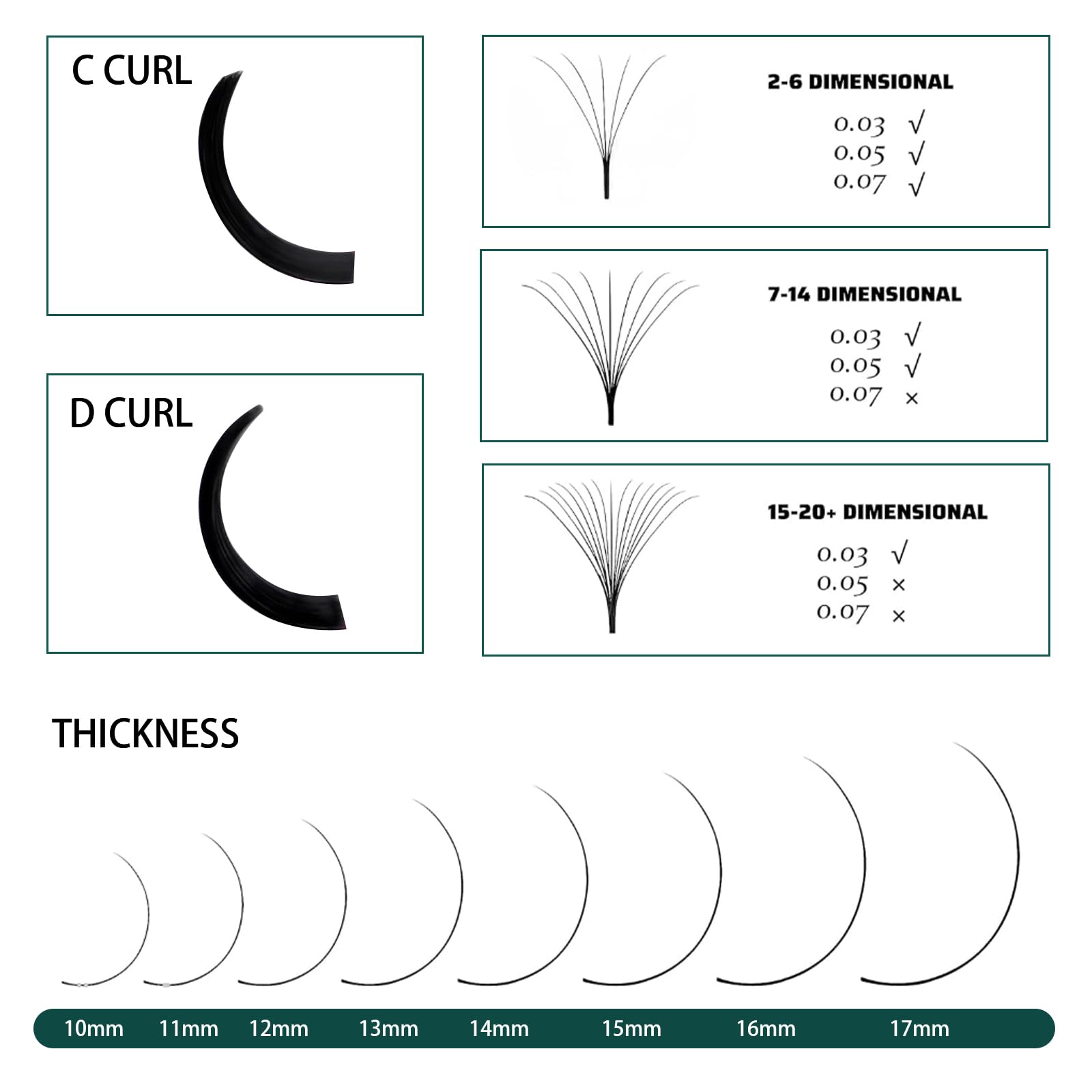 TAFFEAY Cashmere lashes with 0-03-0-05-0-07 diameter for feather-light lift.