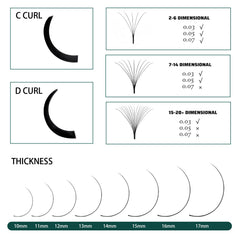 TAFFEAY Cashmere lashes with 0-03-0-05-0-07 diameter for feather-light lift.