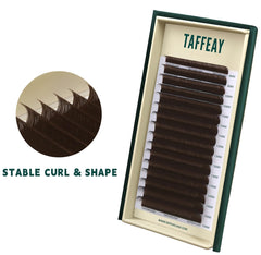 TAFFEAY dark brown lash collection with 16-row tray for professionals