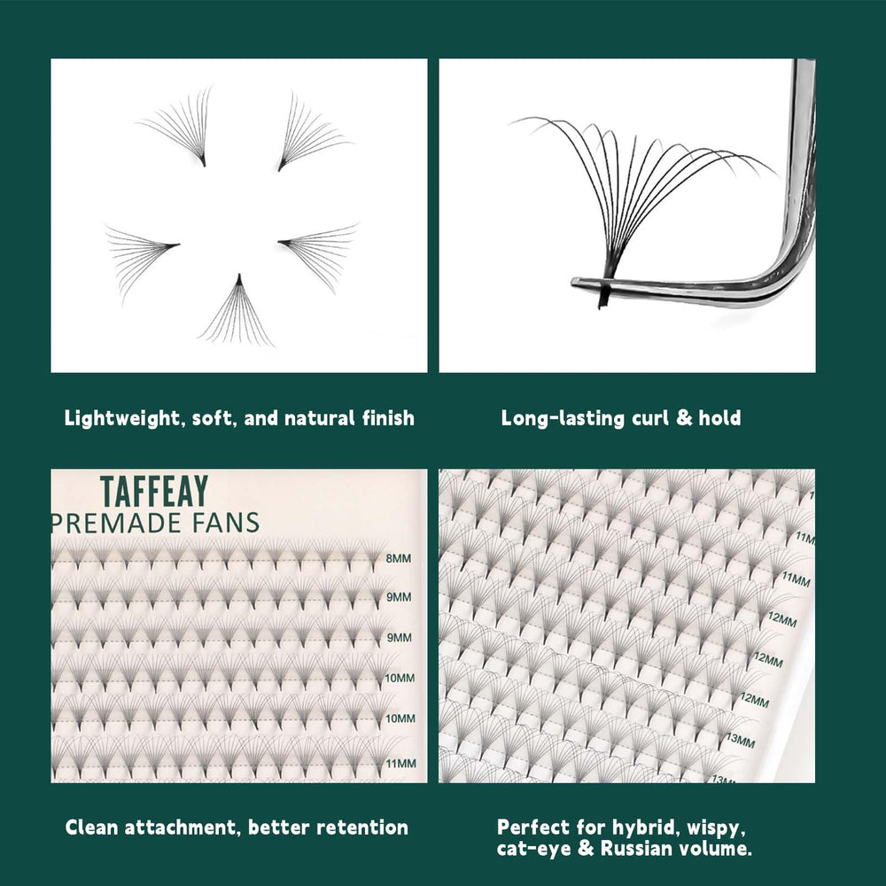 TAFFEAY premade fans made with Korean PBT silk for lightweight comfort.