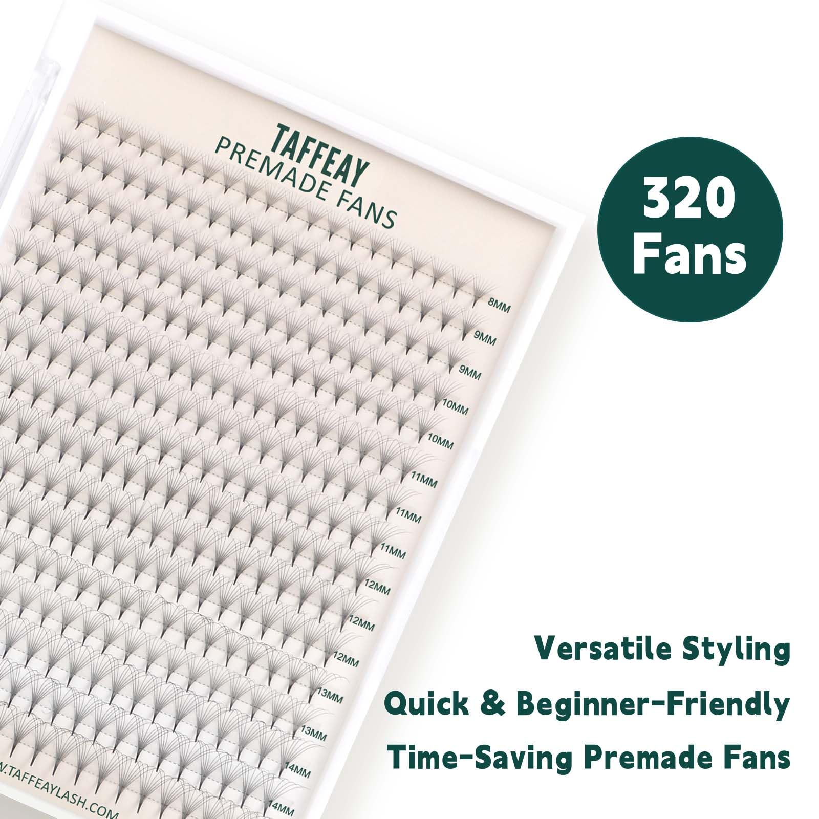 TAFFEAY premade fans deliver long-lasting curl and retention in volume sets.