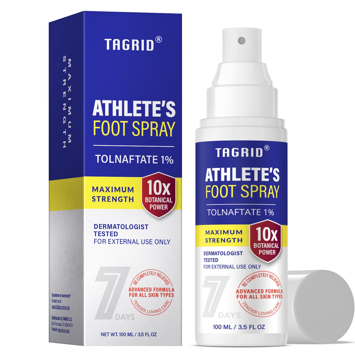 TAGRID Athletes Foot Treatment spray bottle for easy application and fast relief.
