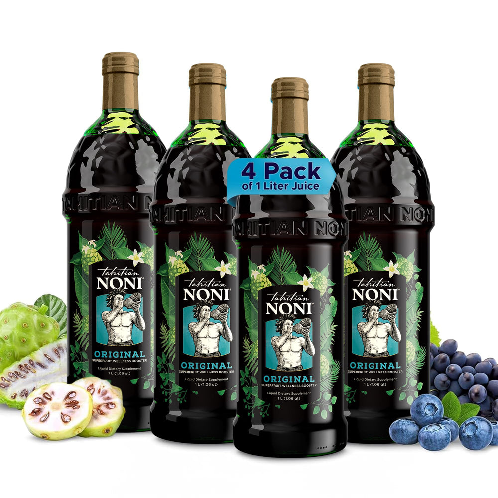 Tahitian Noni juice bottle front, convenient daily vitality option.