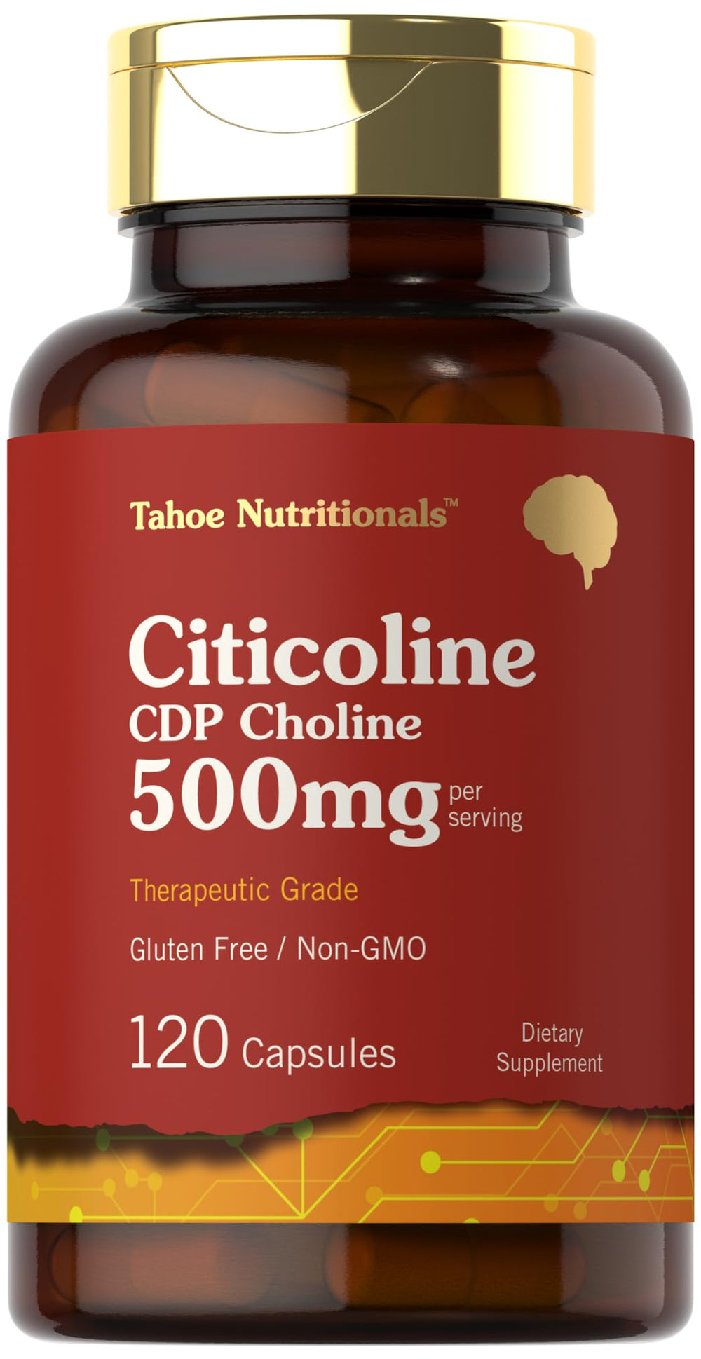 Tahoe Nutritionals Citicoline 500mg bottle label close-up