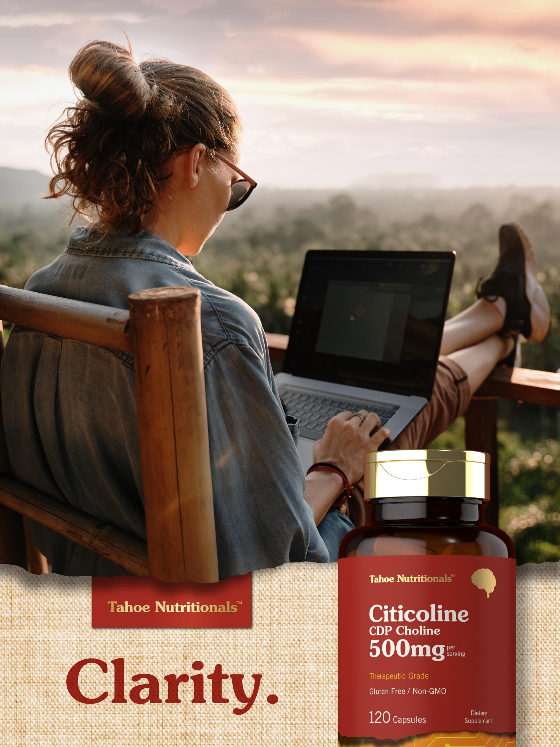 Wellness concept with citicoline supplement bottle