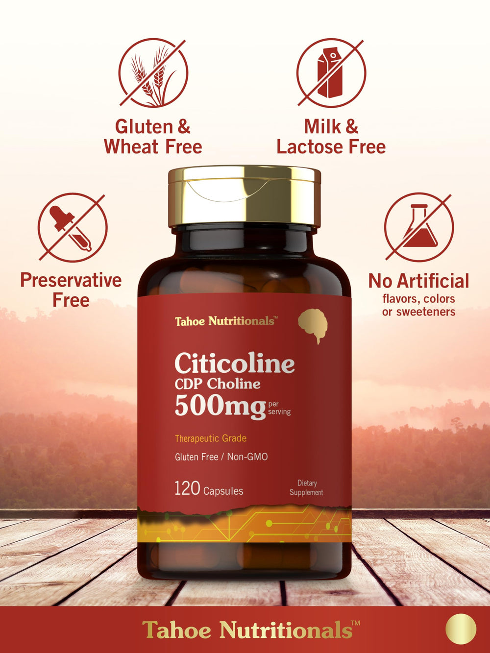 Gluten-free non-GMO label on bottle