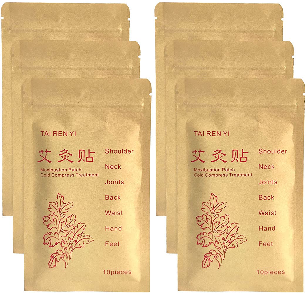 Front view of TAI REN YI 60pcs Moxibustion Patches, 7x10 cm
