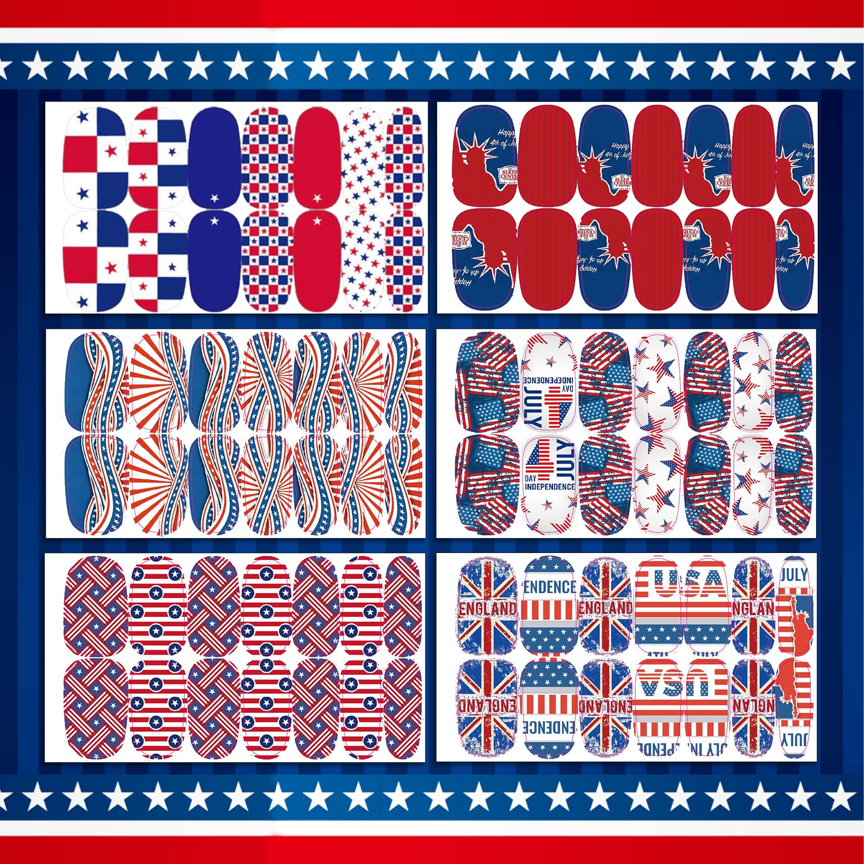 TailaiMei American flag nail wraps for bold festive nails