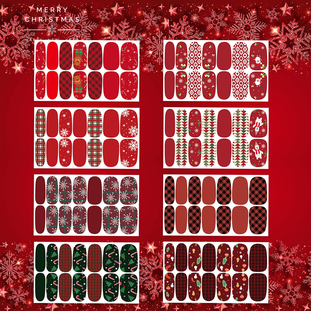 TailaiMei Christmas nail wraps in classic patterns for long-lasting shine.