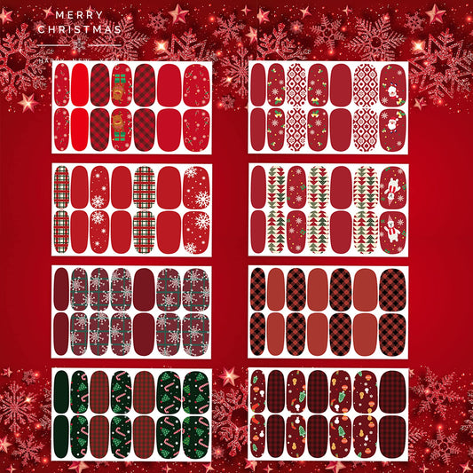 TailaiMei Christmas nail wraps in classic patterns for long-lasting shine.